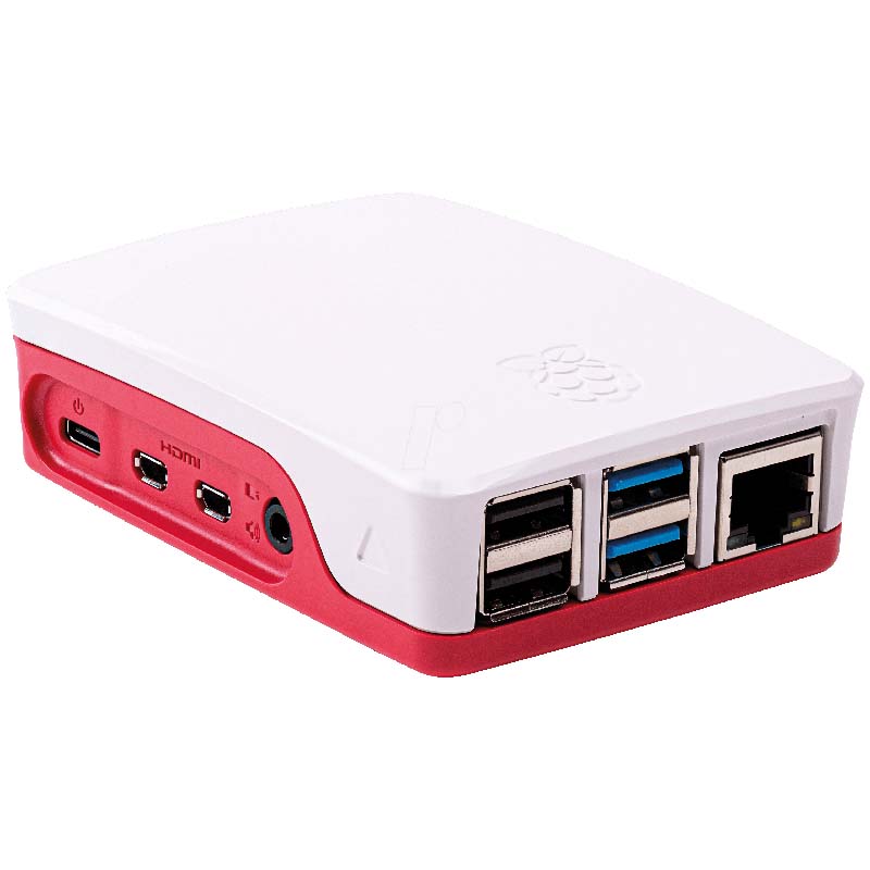 Raspberry Caja Oficial para Pi 4 Modelo B Blanco/Rojo
