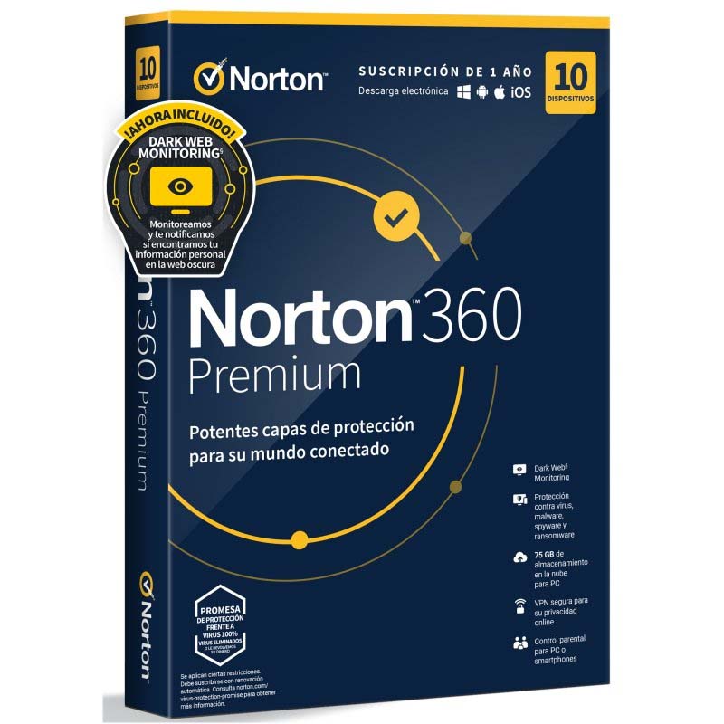 Norton 360 Premium 75GB ES 10 Dispositivos - Antivirus