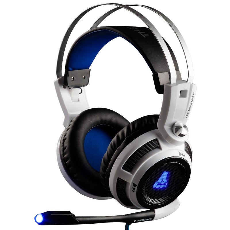 Auriculares Gaming Glab korp200 incorporado blanco the con 200 retroiluminados led azul pcps4ps5xbox headset binaural