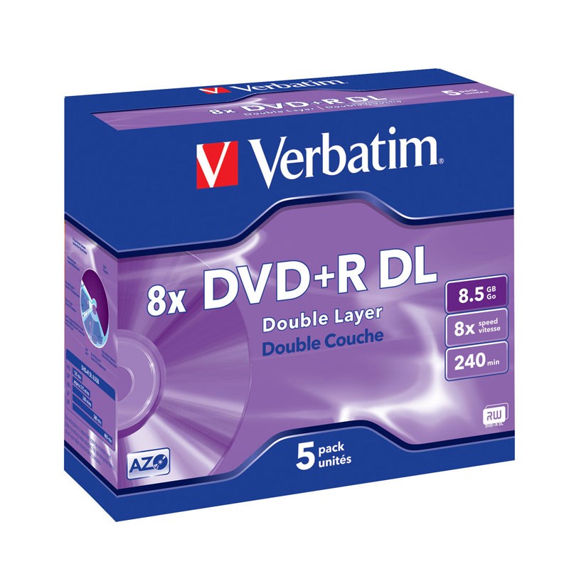DVD+R Doble Capa 8X Verbatim Caja Jewel pack 5 uds