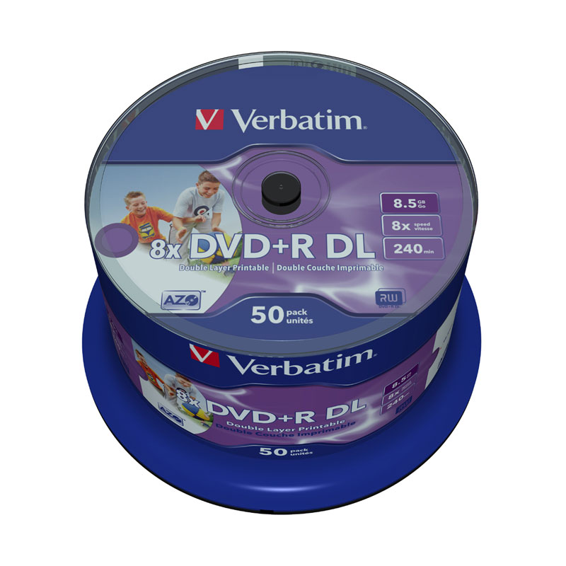DVD+R Doble Capa 8x Verbatim FF Printable noIDE 50uds