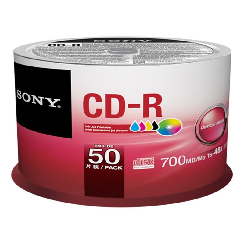 CD-R 48x Sony Inkjet Printable Blanco Pack 50 Uds