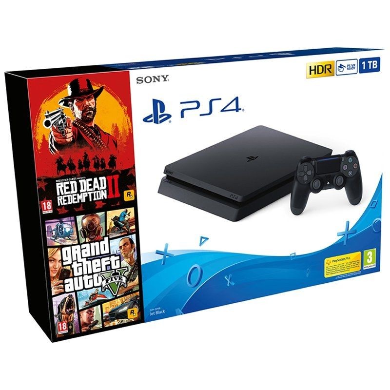 Sony PlayStation 4 Slim 1TB + Red Dead Redemption 2 + GTA V