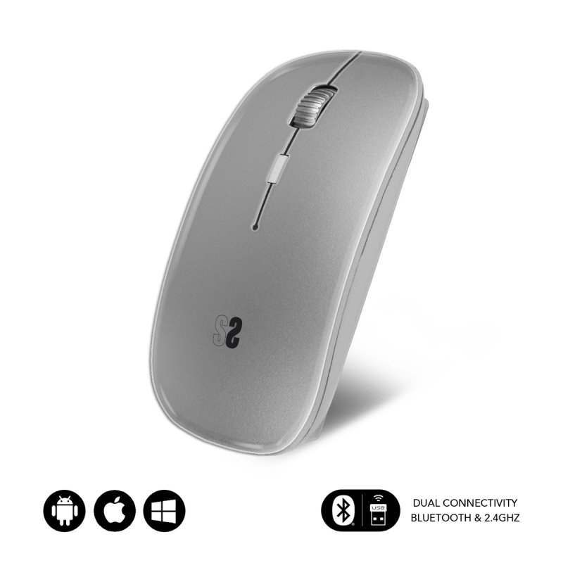 Ratón Óptico Inalámbrico Subblim Dual Flat Mouse 1600DPI Plata