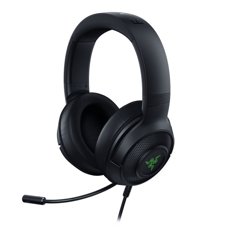 Razer Kraken X usb auriculares gaming con sonido envolvente digital 7.1 cardioide plegable comodidad ligera negro fio multiplataforma led verde pc de diadema