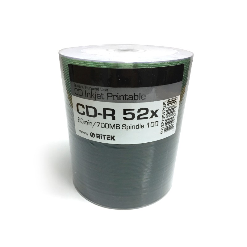 CD-R 52X Ritek GP 901SP10IWPGPL FF Printable Bobina 100 uds