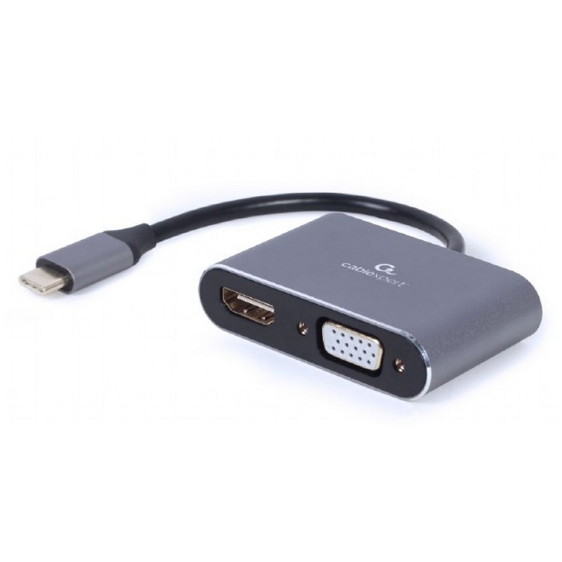 Adaptador USB Tipo-C a HDMI /VGA Gembird A-USB3C-HDMIVGA-01