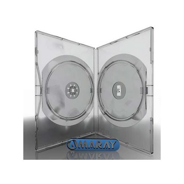 Caja DVD 14mm Amaray 2 discos Transparente pack 50