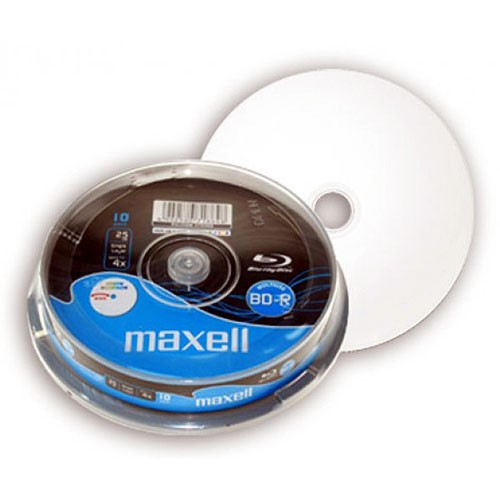 Blu-ray BD-R SL 25GB 4X Maxell FF InkJet Printable Tarrina 10 uds
