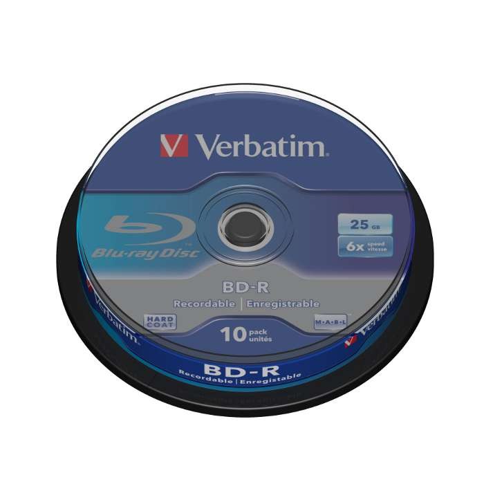 Blu-ray BD-R SL 25GB 6x Verbatim Tarrina 10 uds