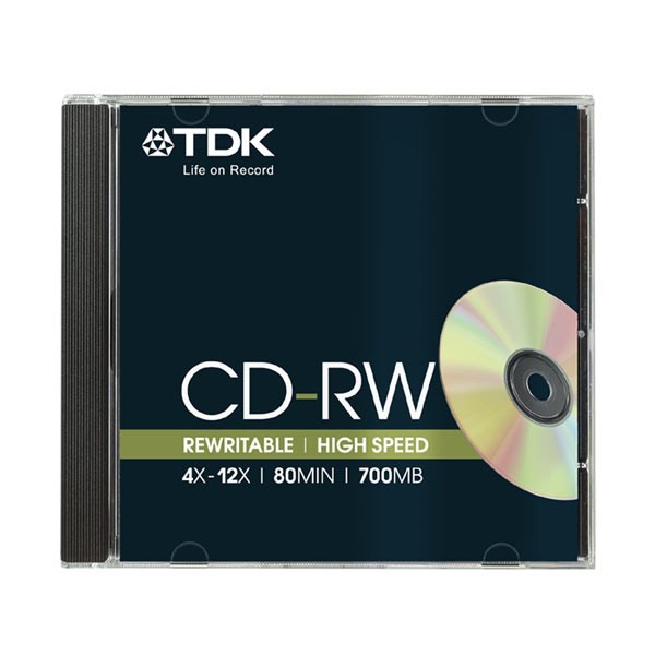 CD-RW 12x 700MB TDK Regrabable Caja Jewel pack 10 uds