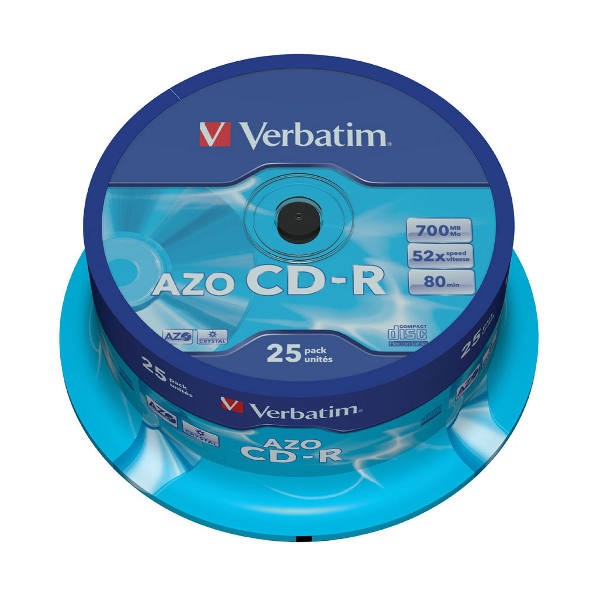 CD-R 52x 700MB Verbatim AZO Crystal Tarrina 25 uds