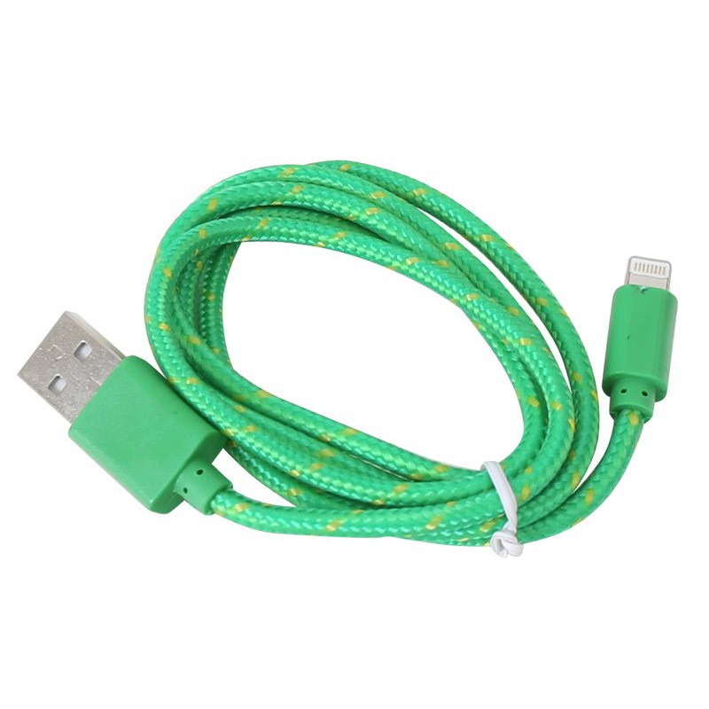 Cable Trenzado Omega de USB a Lightning (iPhone 5 / 6) 1mtr Verde