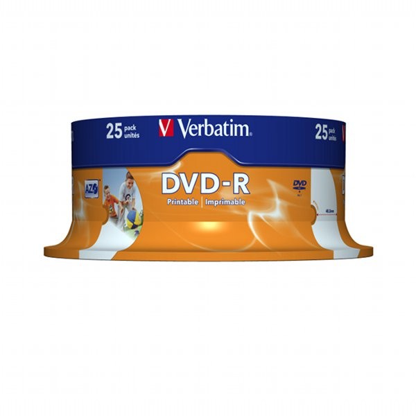 DVD-R 16x Verbatim Printable WIDE ID Tarrina 25 uds