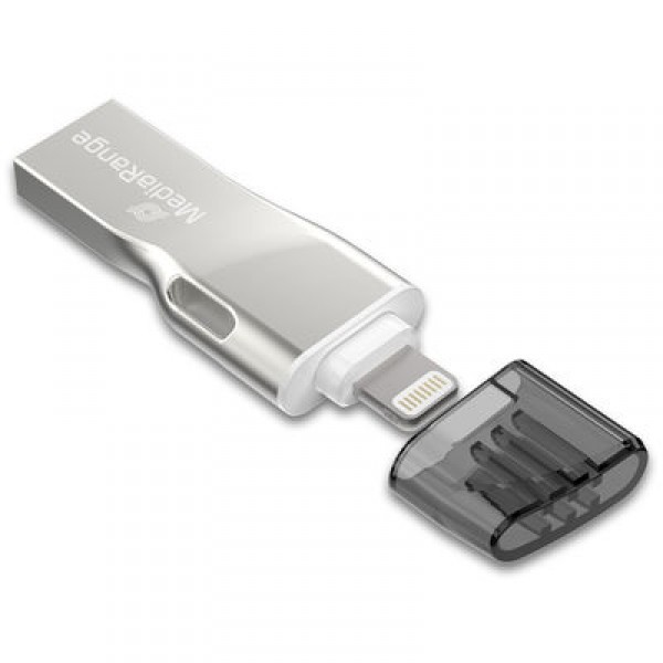 Pendrive 64GB USB 3.0 MediaRange MR983 Compatible con iPhone / iPad