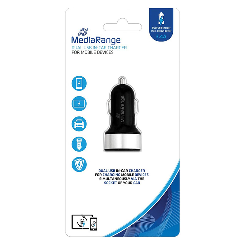 Cargador para coche con doble USB MediaRange MRMA103-02