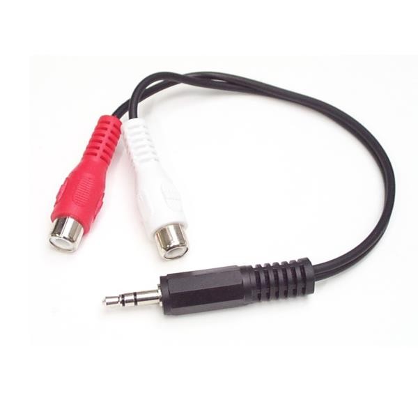Cable de Audio Jack 3.5 Estereo Macho a RCA Doble Hembra 15cm