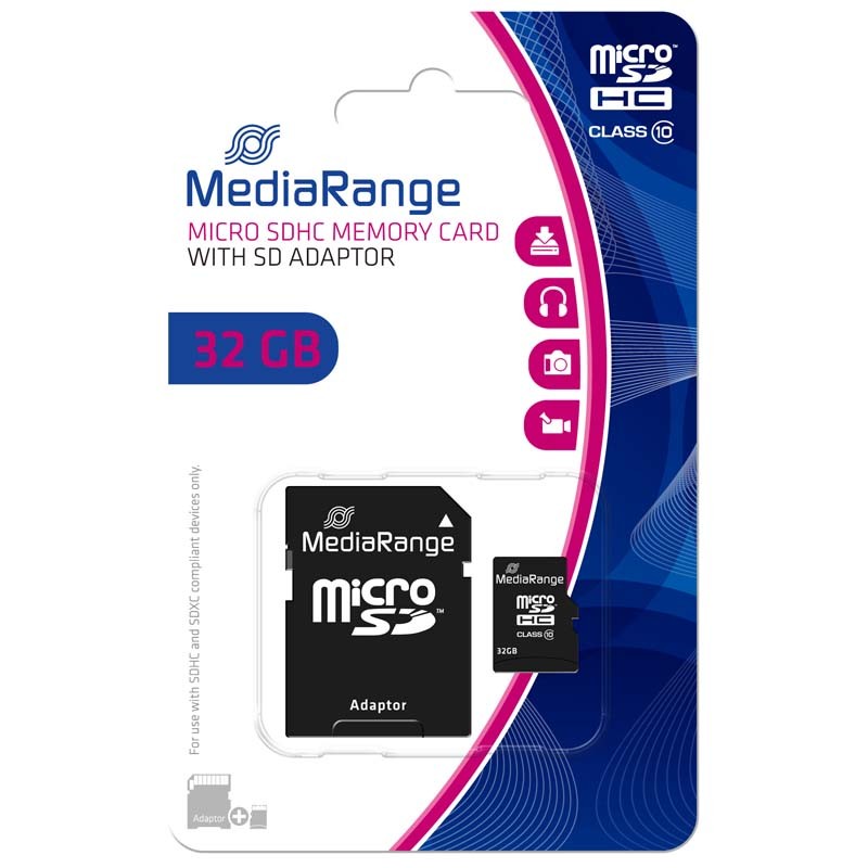 Tarjeta MicroSDHC 32GB Clase 10 Mediarange MR959 c/Adapt