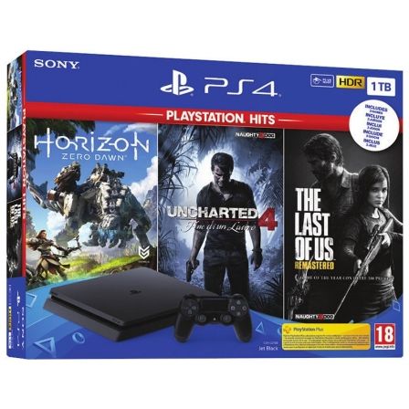 Sony PlayStation 4 Slim 1TB + Horizon Zero Daw + Uncharted 4 + The Last of Us