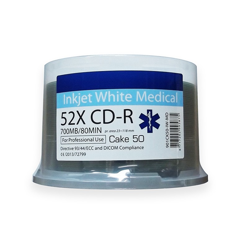 CD-R 52X Ritek Medical Series Printable FF White Tarrina 50 uds
