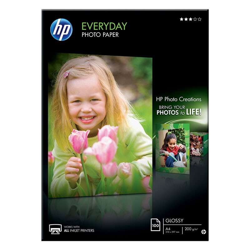 Papel HP Glossy Everyday Photo Paper Q2510A A4 (100 Uds.)