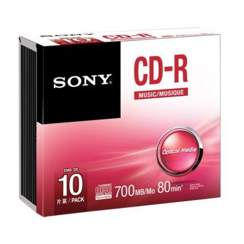 CD-R Audio Sony 80min 10CRM80SS Caja Slim pack 10 uds