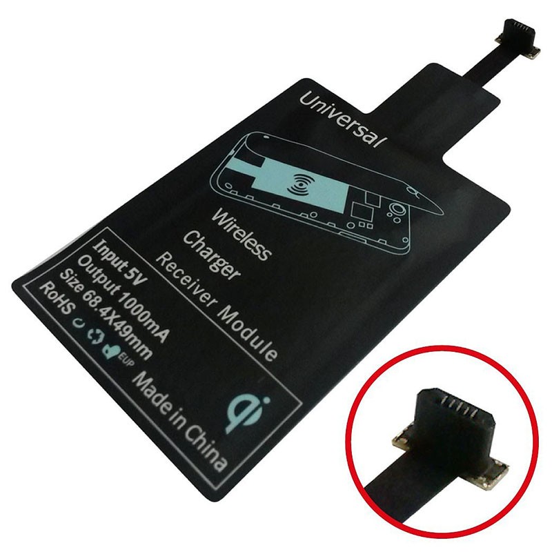 Módulo Receptor de Carga Inalámbrica Ultra Fino Micro USB para Android