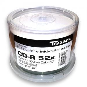 CD-R Traxdata 52X Full Surface Inkjet Printable 50pcs (by Ritek)