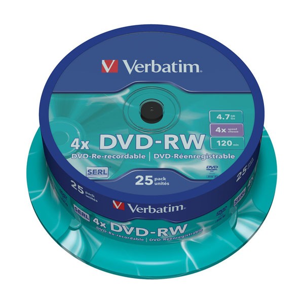 DVD-RW Verbatim 4x Tarrina 25 uds